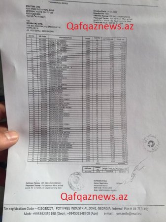 Sumqayıt Baş Gömrük İdarəsində “invoice” saxtakarlığı Sumqayıt Baş Gömrük İdarəsində “invoice” saxtakarlığı