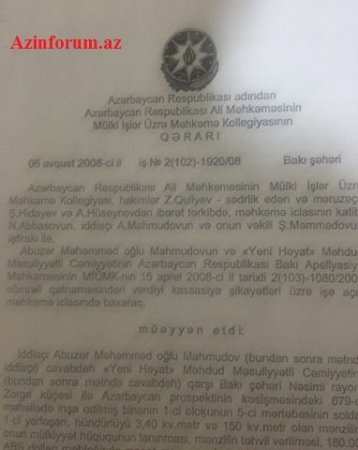 "Yeni Həyat" 420 min manata görə özünü müflis elan etdirir? "Yeni Həyat" 420 min manata görə özünü müflis elan etdirir?