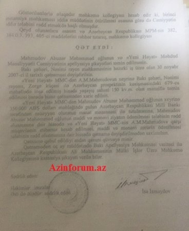 "Yeni Həyat" 420 min manata görə özünü müflis elan etdirir? "Yeni Həyat" 420 min manata görə özünü müflis elan etdirir?