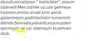 "Mən,sizinlə üz,üzə gəlməyə hazıram, amma arvad kimi qaçıb gizlənməyin" "Mən,sizinlə üz,üzə gəlməyə hazıram, amma arvad kimi qaçıb gizlənməyin"