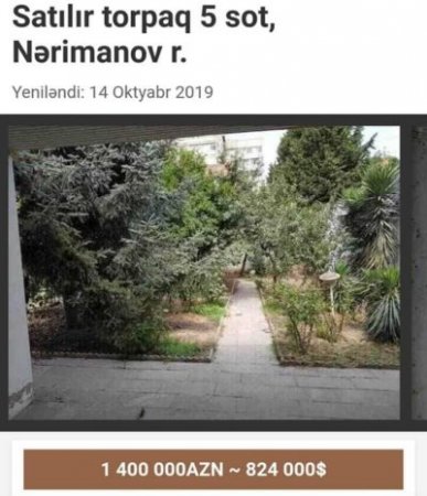 Deputat Sabir Hacıyev 1.4 milyonluq mülkünü satışa çıxardı