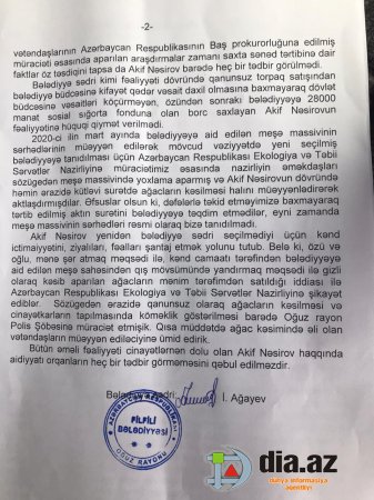 Oğuzda bələdiyyə sədri keçmiş sədri İTTİHAM ETDİ Oğuzda bələdiyyə sədri keçmiş sədri İTTİHAM ETDİ