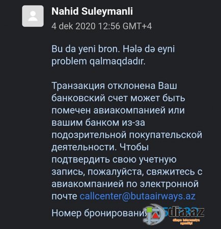 "Buta Airways" müştəriyə necə problem yaradır... "Buta Airways" müştəriyə necə problem yaradır...
