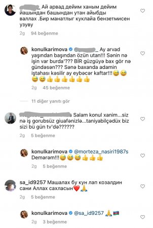 Könül Kərimova onu tənqid edənləri təhqir etdi Könül Kərimova onu tənqid edənləri təhqir etdi