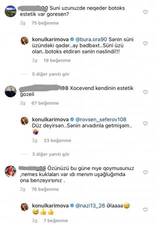 Könül Kərimova onu tənqid edənləri təhqir etdi Könül Kərimova onu tənqid edənləri təhqir etdi