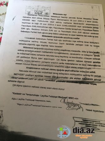 "Məndə torpağın sənədləri var, sübutum var..." "Məndə torpağın sənədləri var, sübutum var..."