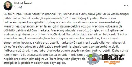"Halal nemət"in əcaib REAKSİYASI: Dəlil ortada yoxdursa, problem də yoxdur... "Halal nemət"in əcaib REAKSİYASI: Dəlil ortada yoxdursa, problem də yoxdur...