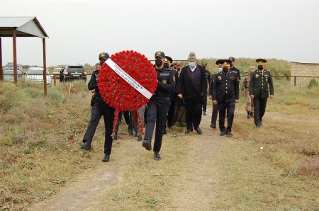 İmişlidə DİN-in Daxili Qoşunlarının şəhid olmuş hərbi qulluqçusunun il mərasimi keçirilib