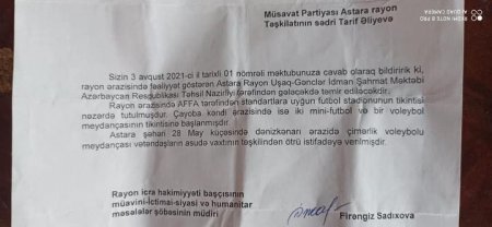 Astaranın icra başçısı məktəbin idman meydançasını ələ keçirib? Astaranın icra başçısı məktəbin idman meydançasını ələ keçirib?