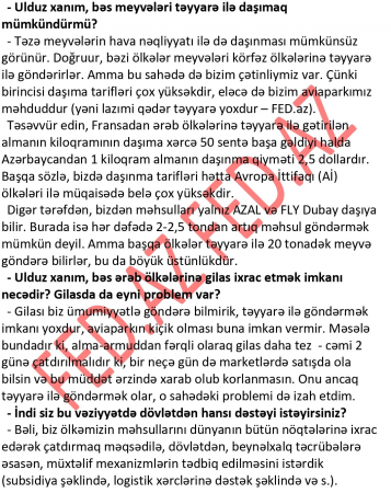İran Azərbaycan meyvəsini daşımağa imkan vermir, «AZAL» da 5 qat baha daşıyır İran Azərbaycan meyvəsini daşımağa imkan vermir, «AZAL» da 5 qat baha daşıyır