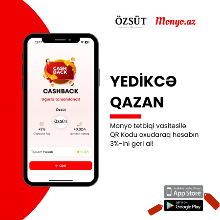 "Monyo" tətbiqində "Cashback" xidməti "Monyo" tətbiqində "Cashback" xidməti