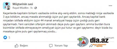 "Kapital Bank"da aldı var... verdi yoxdur... "Kapital Bank"da aldı var... verdi yoxdur...