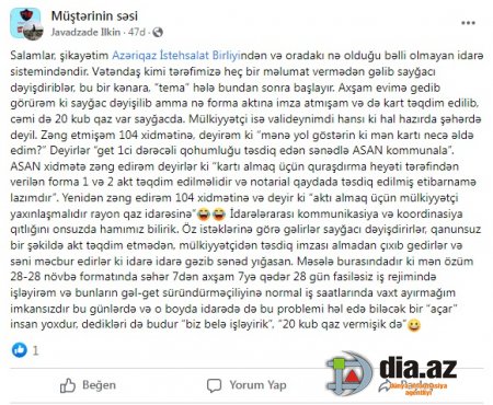 `Azəriqaz` işçiləri vətəndaşın BAŞINA OYU AÇDILAR... `Azəriqaz` işçiləri vətəndaşın BAŞINA OYU AÇDILAR...