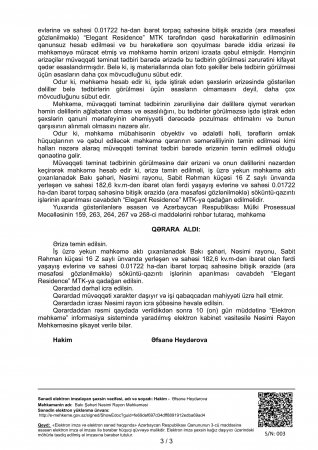 “Elegant Residence” MTK məhkəmə qərarını saymır “Elegant Residence” MTK məhkəmə qərarını saymır
