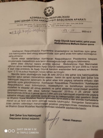 Şəkinin icra başçısı Şəhid ailəsi ilə MƏZƏLƏNİR? Şəkinin icra başçısı Şəhid ailəsi ilə MƏZƏLƏNİR?