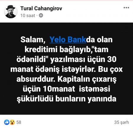 `Yelo Bank` açıq-aşkar dilənçiliklə məşğuldur...