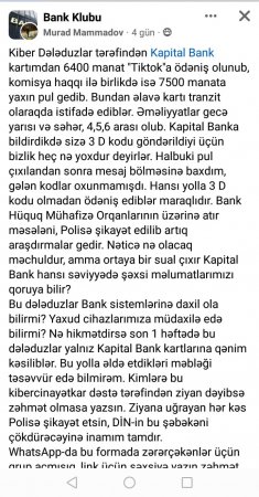 “Kapital Bank” kiberdələduzların oylağına çevrilib