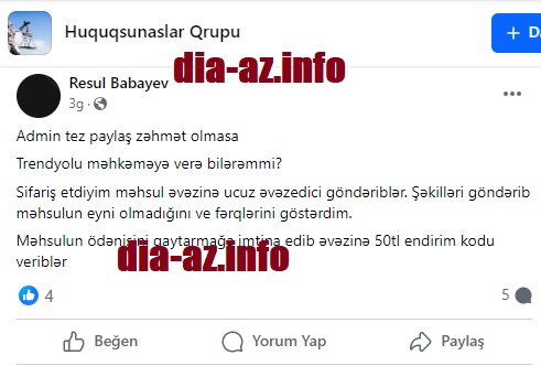Başqa məhsulu sifariş etdi... başqa məhsulu yolladılar, əvəzində isə... Başqa məhsulu sifariş etdi... başqa məhsulu yolladılar, əvəzində isə...