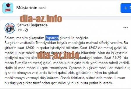 “Expargo” müştərilərə belə KƏF GƏLİR...