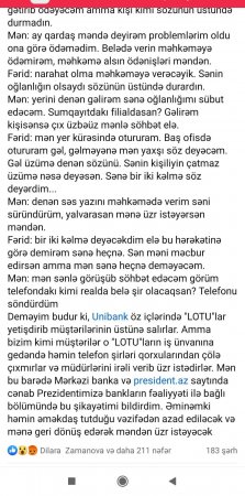 “Unibank” əməkdaşları banka borcu olanları belə təhqir edir 