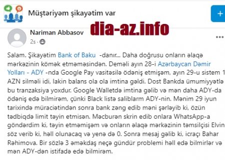 “Bank of Baku” hər addımda problemə çevrilir...