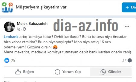 `Leo Bank` faiz tutdu, müştərisi İMTİNA ETDİ... `Leo Bank` faiz tutdu, müştərisi İMTİNA ETDİ...