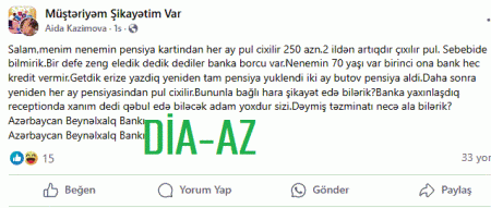 İki ildir pensiyasından qanunsuz olaraq PUL TUTULUR... İki ildir pensiyasından qanunsuz olaraq PUL TUTULUR...