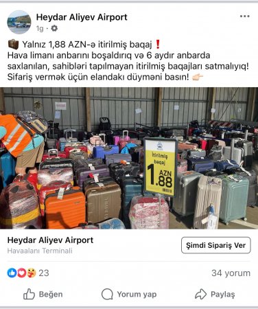 Heydər Əliyev Beynəlxalq Hava Limanı adından saxta REKLAM: 