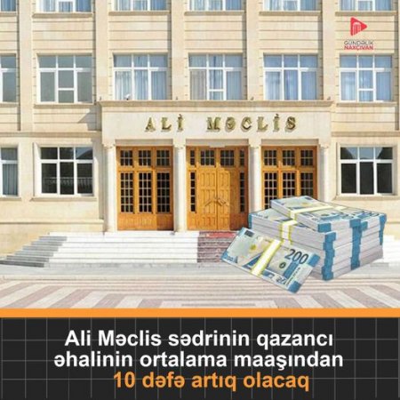 Naxçıvan Ali Məclis sədrinin maaşı əhalinin ortalama maaşından 10 DƏFƏ ÇOX OLACAQ