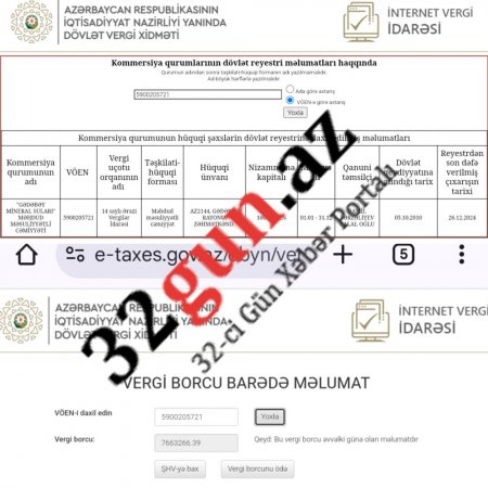 “Slavyanka” brendinin sahibi “Gədəbəy Mineral Suları”-nın 7.6 milyon vergi borcu üzə çıxdı 