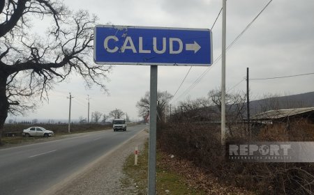 Oğuzun Calud kəndinin yararsız yolu 