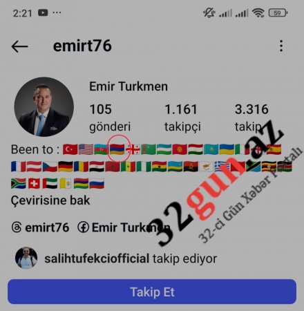 `Azərlotereya` ASC-nin vəzifəli şəxsi `İnstaqram`da erməni bayrağı paylaşıb `Azərlotereya` ASC-nin vəzifəli şəxsi `İnstaqram`da erməni bayrağı paylaşıb