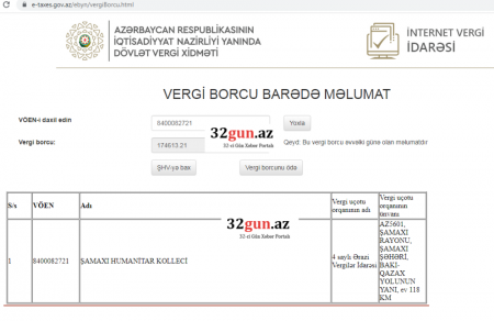 Şamaxı Humanitar Kollecinin külli miqdarda vergi borcu üzə çıxdı Şamaxı Humanitar Kollecinin külli miqdarda vergi borcu üzə çıxdı