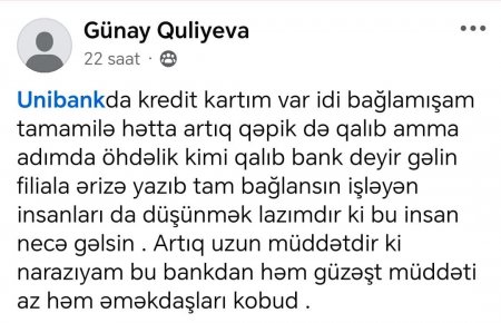 Müştərilər “Unibank”dan imtina edir Müştərilər “Unibank”dan imtina edir
